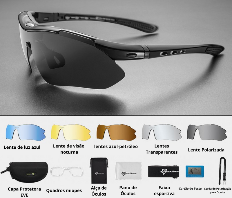 Óculos de Ciclismo Polarizado Rockbros Modelo PolarPro